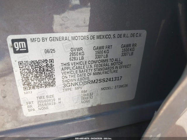 Aukcja sprzedaży 2025 Chevrolet Blazer Ev Lt Fwd, vin: 3GNKDBRM2SS241317, numer aukcji: 44914078