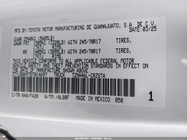 Toyota Tacoma Sr 2025 3TYJDAKN7ST014697 Image 9