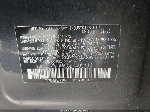 Продаж на аукціоні авто 2014 Subaru Forester 2.5i, vin: JF2SJAAC8EH405330, номер лоту: 44914116