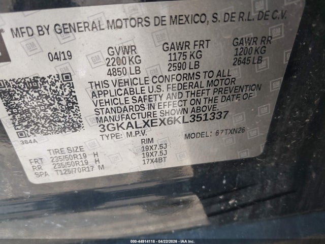 44914118 :رقم المزاد ، 3GKALXEX6KL351337 vin ، 2019 Gmc Terrain Denali مزاد بيع