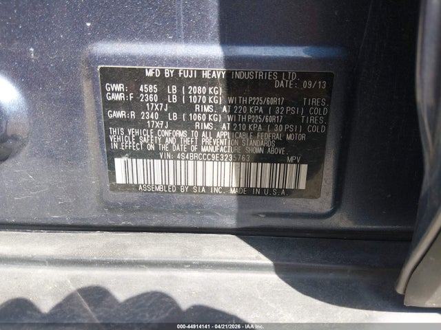 44914141 :رقم المزاد ، 4S4BRCCC9E3235763 vin ، 2014 Subaru Outback 2.5i Premium مزاد بيع