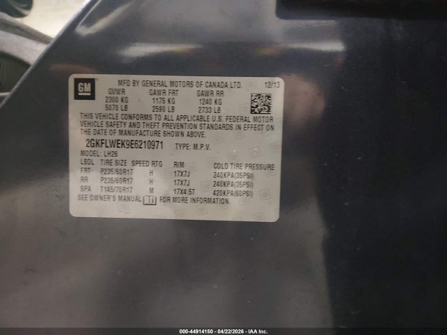 44914150 :رقم المزاد ، 2GKFLWEK9E6210971 vin ، 2014 Gmc Terrain Sle-2 مزاد بيع