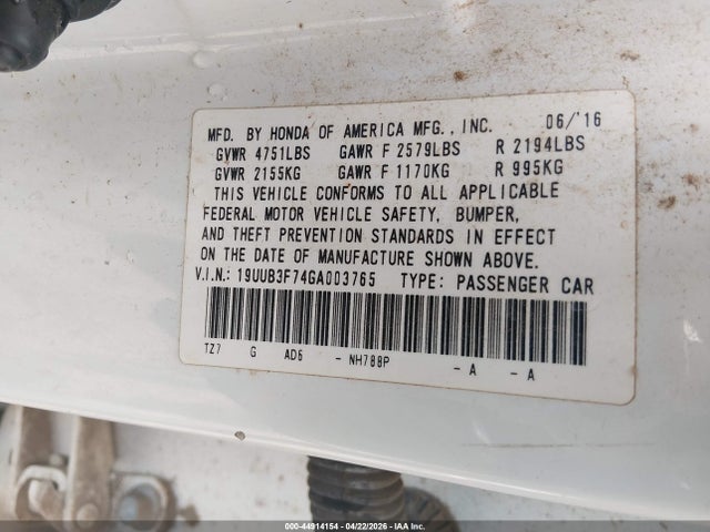Aukcja sprzedaży 2016 Acura Tlx V6 Advance, vin: 19UUB3F74GA003765, numer aukcji: 44914154