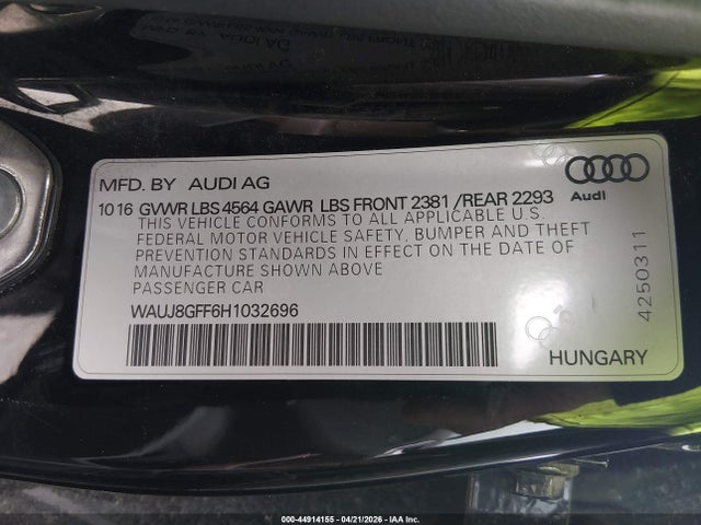 WAUJ8GFF6H1032696 Audi A3 2.0t Premium