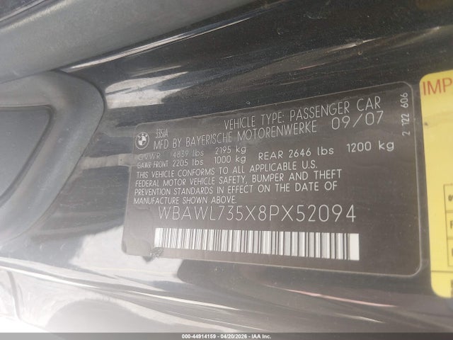 Aukcja sprzedaży 2008 Bmw 335i, vin: WBAWL735X8PX52094, numer aukcji: 44914159