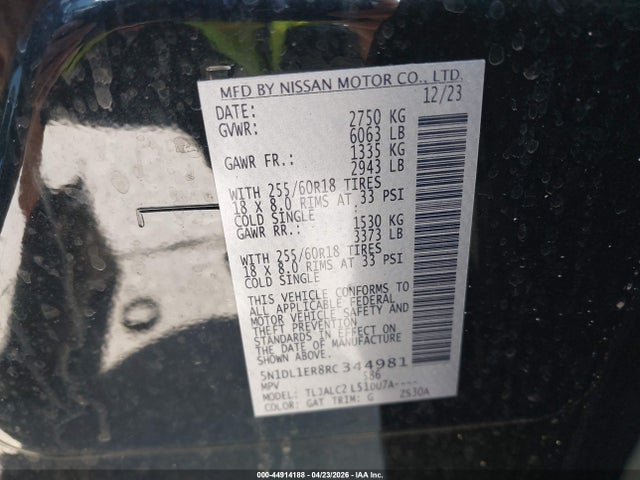 Продаж на аукціоні авто 2024 Infiniti Qx60 Pure, vin: 5N1DL1ER8RC344981, номер лоту: 44914188
