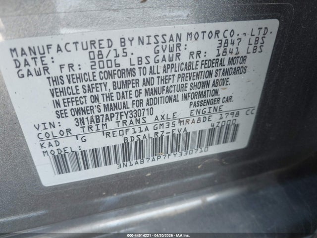 3N1AB7AP7FY330710 Nissan SENTRA SR