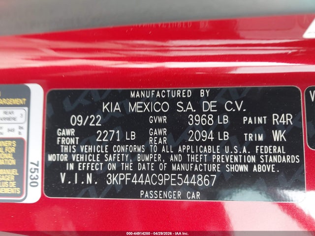Продажа на аукционе авто 2023 Kia Forte Gt, vin: 3KPF44AC9PE544867, номер лота: 44914280