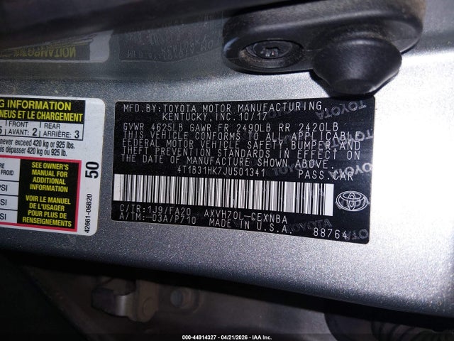 4T1B31HK7JU501341 Toyota Camry Hybrid Le