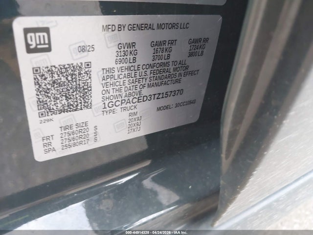 Продаж на аукціоні авто 2026 Chevrolet Silverado 1500 2wd  Short Bed Lt, vin: 1GCPACED3TZ157370, номер лоту: 44914328
