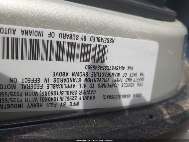 Aukcja sprzedaży 2005 Subaru Outback 2.5xt Limited, vin: 4S4BP67C954348690, numer aukcji: 44914376