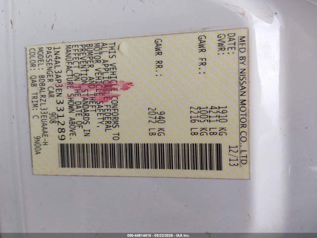 1N4AL3AP3EN331289 Nissan Altima 2.5 S