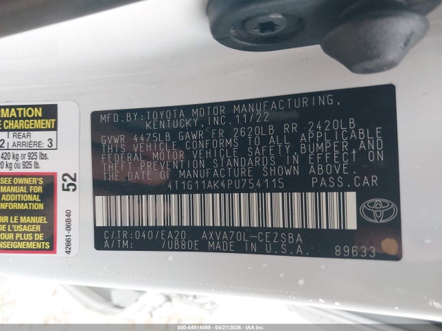 Toyota CAMRY SE 2023 4T1G11AK4PU754115 Image 9