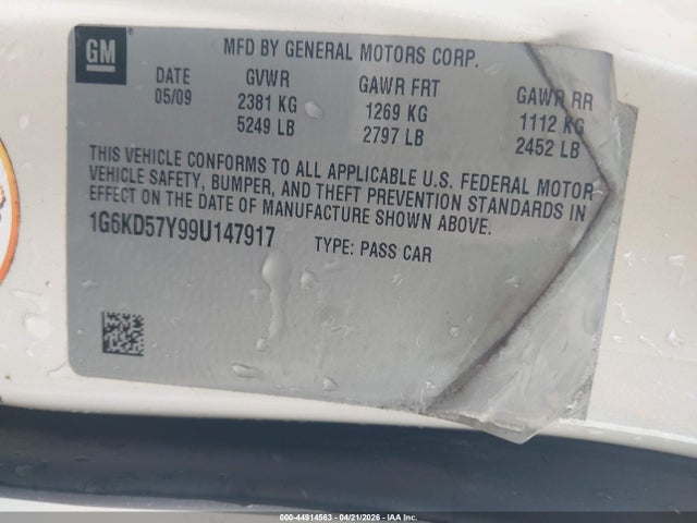 44914563 :رقم المزاد ، 1G6KD57Y99U147917 vin ، 2009 Cadillac Dts 1sd مزاد بيع