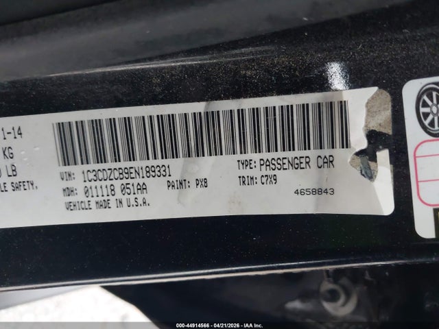 Продажа на аукционе авто 2014 Dodge Avenger Sxt, vin: 1C3CDZCB9EN189331, номер лота: 44914566