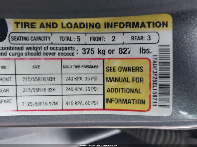 Ford FOCUS SE 2014 1FADP3F25EL158711 Image 9