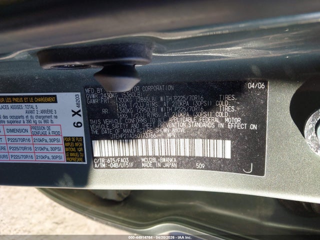 2006 TOYOTA HIGHLANDER JTEHP21A260173766 Photo 8