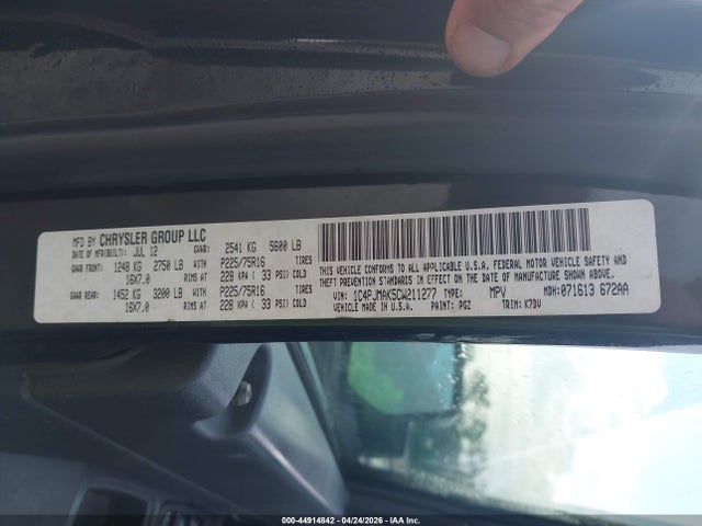 2012 Jeep Liberty Sport მანქანა იყიდება აუქციონზე, vin: 1C4PJMAK5CW211277, აუქციონის ნომერი: 44914842
