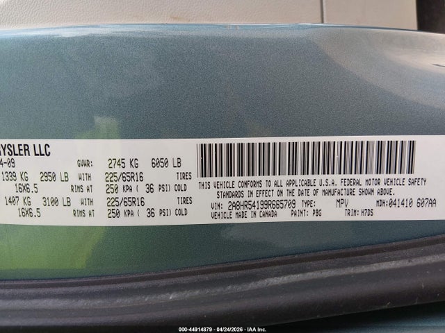 Auction sale of the 2009 Chrysler Town & Country Touring, vin: 2A8HR54199R665709, lot number: 44914879