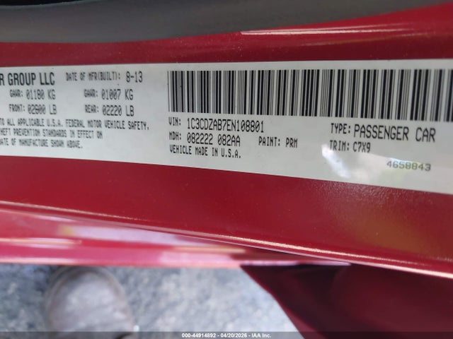 Продажа на аукционе авто 2014 Dodge Avenger Se, vin: 1C3CDZAB7EN108801, номер лота: 44914892