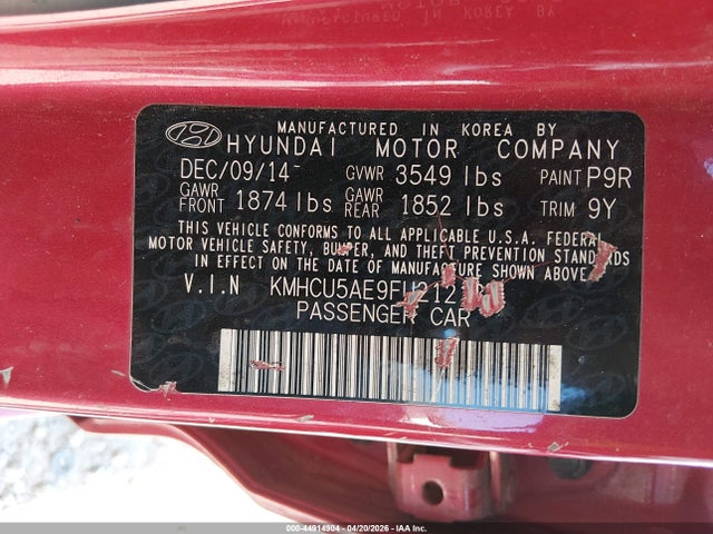 Aukcja sprzedaży 2015 Hyundai Accent Sport, vin: KMHCU5AE9FU212191, numer aukcji: 44914904