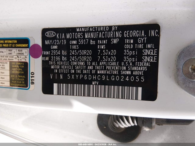 KIA Telluride S 2020 5XYP6DHC9LG024055 Image 9