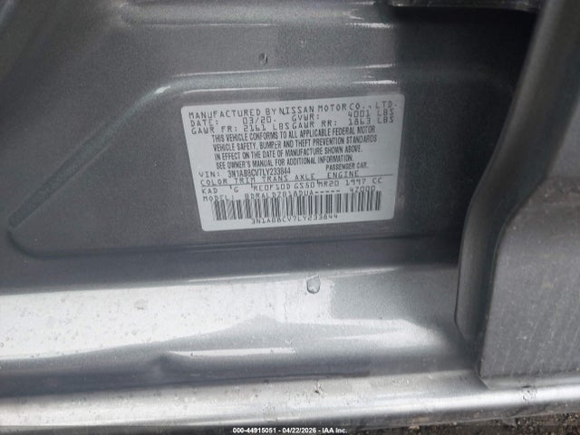 Aukcja sprzedaży 2020 Nissan Sentra Sv Xtronic Cvt, vin: 3N1AB8CV7LY233844, numer aukcji: 44915051