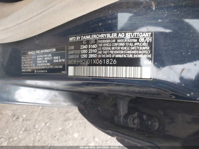44915070 :رقم المزاد ، WDBJH82J01X061826 vin ، 2001 Mercedes-benz E 320 4m مزاد بيع