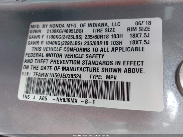 7FARW1H59JE038524 Honda CR-V EX