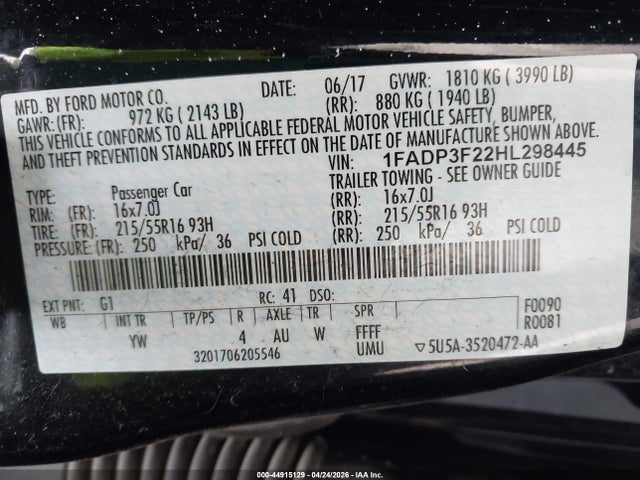 Продажа на аукционе авто 2017 Ford Focus Se, vin: 1FADP3F22HL298445, номер лота: 44915129