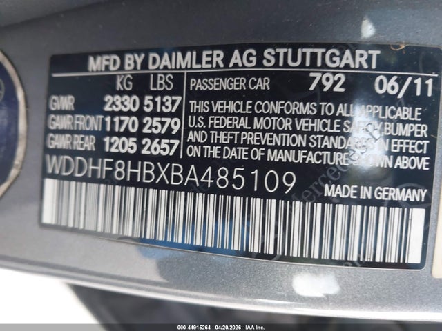44915264 :رقم المزاد ، WDDHF8HBXBA485109 vin ، 2011 Mercedes-benz E 350 4matic مزاد بيع