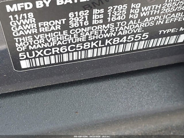 44915390 :رقم المزاد ، 5UXCR6C58KLK84555 vin ، 2019 Bmw X5 Xdrive40i مزاد بيع