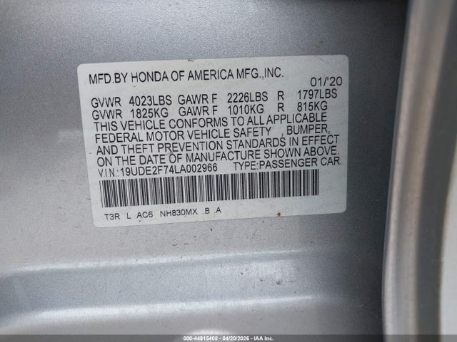 Aukcja sprzedaży 2020 Acura Ilx Premium Package/technology Package, vin: 19UDE2F74LA002966, numer aukcji: 44915408