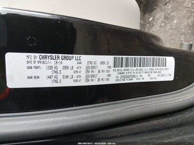 Продажа на аукционе авто 2015 Dodge Grand Caravan American Value Pkg, vin: 2C4RDGBG8FR508214, номер лота: 44915413