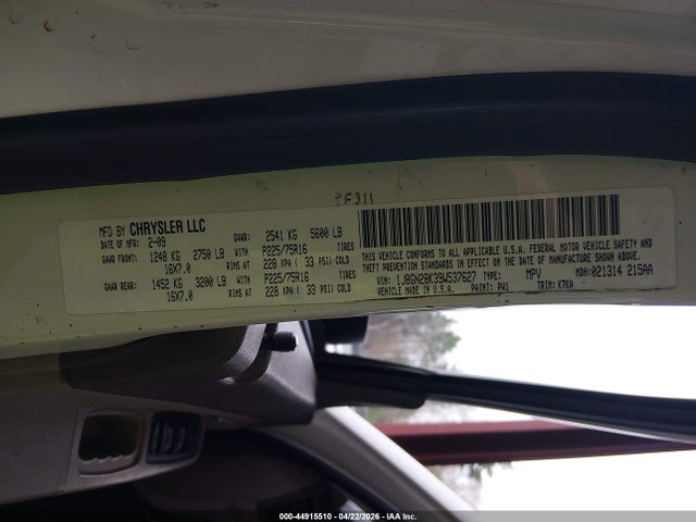 44915510 :رقم المزاد ، 1J8GN28K39W537627 vin ، 2009 Jeep Liberty Sport مزاد بيع