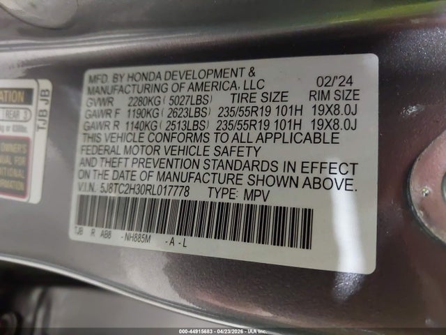 Aukcja sprzedaży 2024 Acura Rdx Standard, vin: 5J8TC2H30RL017778, numer aukcji: 44915683