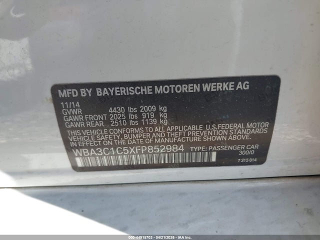 Продажа на аукционе авто 2015 Bmw 328i, vin: WBA3C1C5XFP852984, номер лота: 44915703