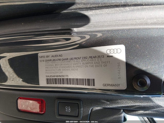 2017 Audi A4 2.0t Premium მანქანა იყიდება აუქციონზე, vin: WAUENAF48HN056173, აუქციონის ნომერი: 44915891