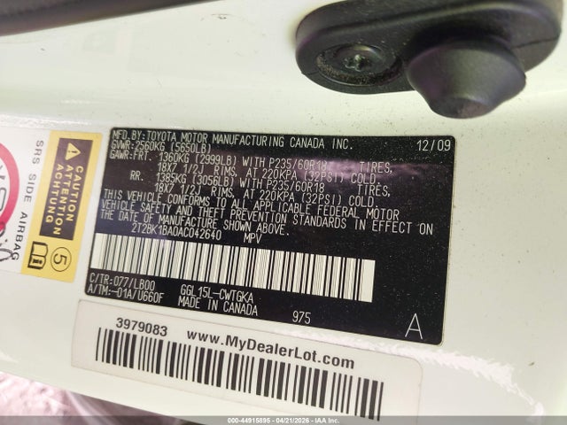 Aukcja sprzedaży 2010 Lexus Rx 350, vin: 2T2BK1BA0AC042640, numer aukcji: 44915895
