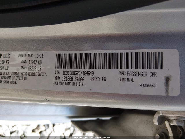 2012 Chrysler 200 Touring მანქანა იყიდება აუქციონზე, vin: 1C3CCBBG2CN184640, აუქციონის ნომერი: 44915900