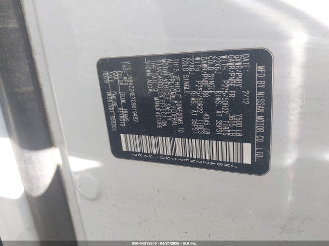Aukcja sprzedaży 2012 Infiniti Qx56, vin: JN8AZ2NE7C9019482, numer aukcji: 44915909