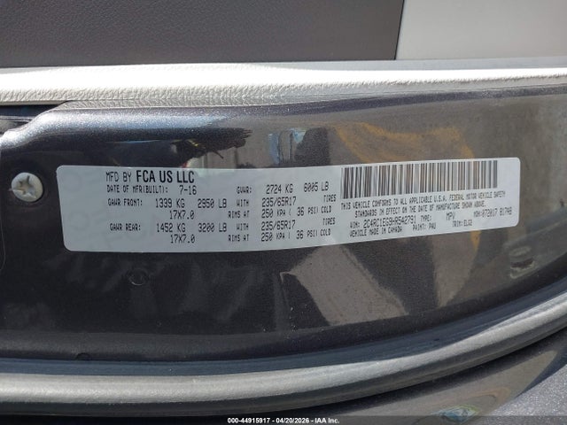 Aukcja sprzedaży 2017 Chrysler Pacifica Touring-l Plus, vin: 2C4RC1EG9HR542791, numer aukcji: 44915917