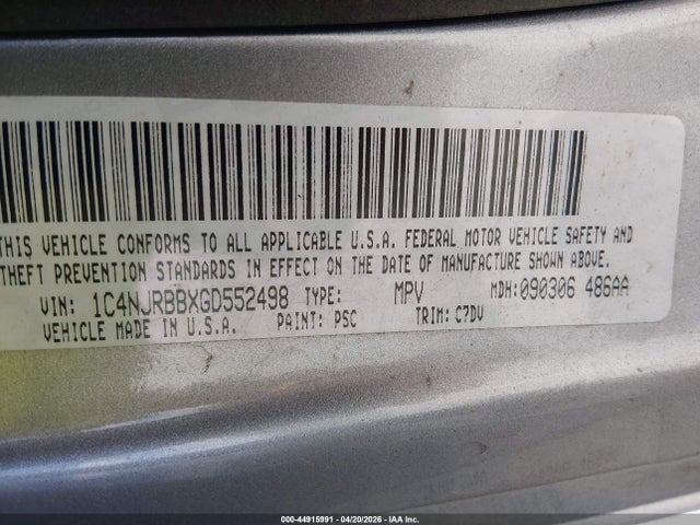 44915991 :رقم المزاد ، 1C4NJRBBXGD552498 vin ، 2016 Jeep Patriot Sport مزاد بيع