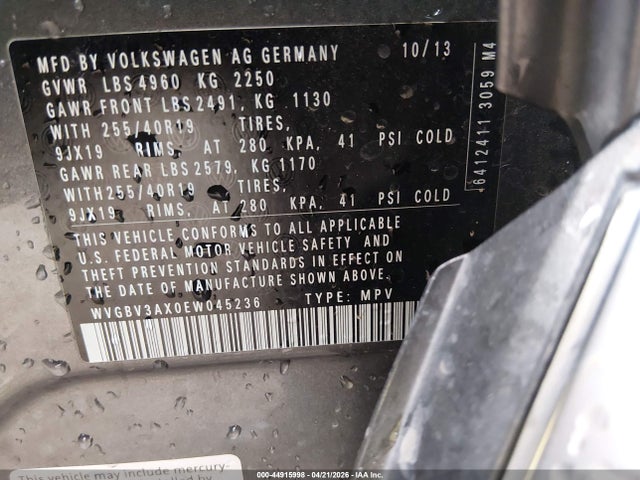 Продажа на аукционе авто 2014 Volkswagen Tiguan R-line, vin: WVGBV3AX0EW045236, номер лота: 44915998