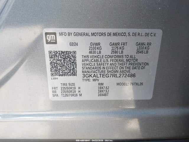 2024 Gmc Terrain Awd Sle მანქანა იყიდება აუქციონზე, vin: 3GKALTEG7RL272486, აუქციონის ნომერი: 44916041