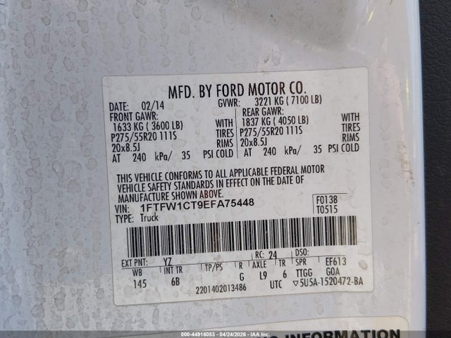 Ford F-150 FX2 2014 1FTFW1CT9EFA75448 Image 9