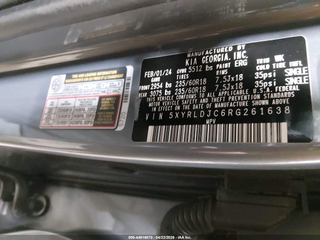 Aukcja sprzedaży 2024 Kia Sorento S, vin: 5XYRLDJC6RG261638, numer aukcji: 44916070