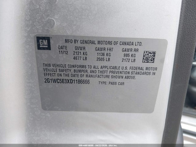 44916099 :رقم المزاد ، 2G1WC5E3XD1186666 vin ، 2013 Chevrolet Impala Ltz مزاد بيع