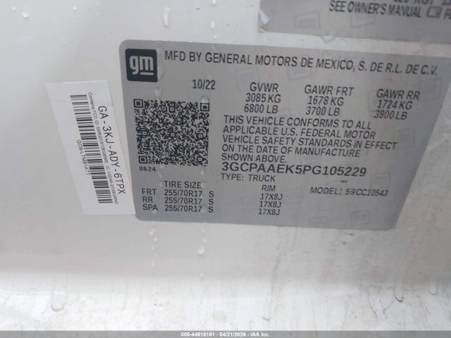 Chevrolet Silverado 1500 2wd Short Bed Wt 2023 3GCPAAEK5PG105229 Image 9