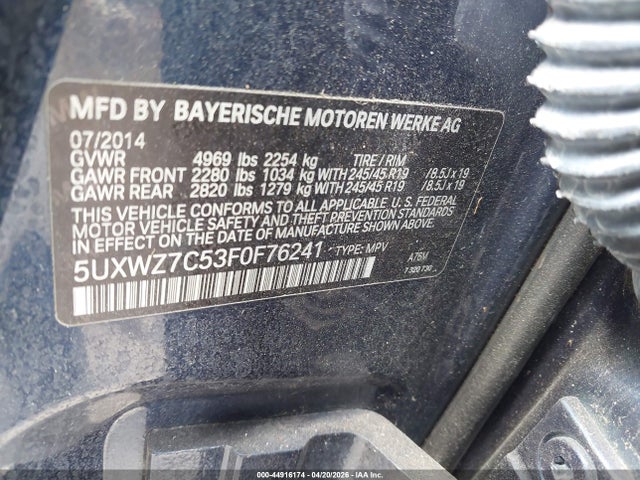 2015 BMW X3 5UXWZ7C53F0F76241 Photo 8